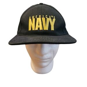 Vintage US Navy Hat Made In USA "America's Army" Adjustable OSFA Navy Blue Rare